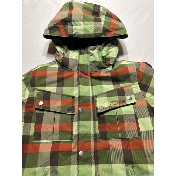 Burton Geo 3/2 Jacket Womens Medium Green Plaid Hood Waterproof Lined Snowboard - Picture 2 of 15